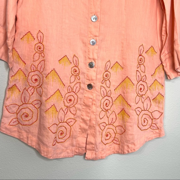J Jill Top Aztec Print Linen Button Down Shirt Size XS - Picture 3 of 10